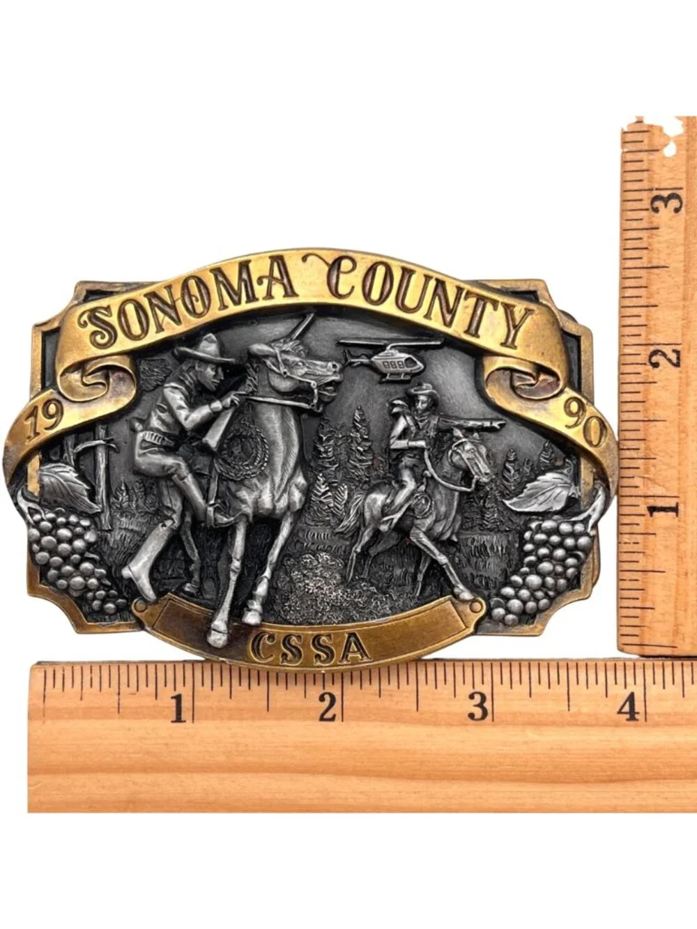 Sonoma County 1990 CSSA Limited Edition Sheriff Belt Buckle Bell Helicopter USA